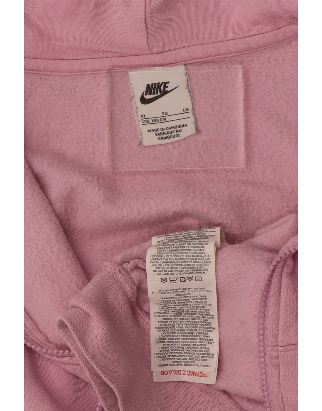 Pulover NIKE pentru fete, supradimensionat, crop grafic, cu fermoar, 13-14 ani, XL, roz