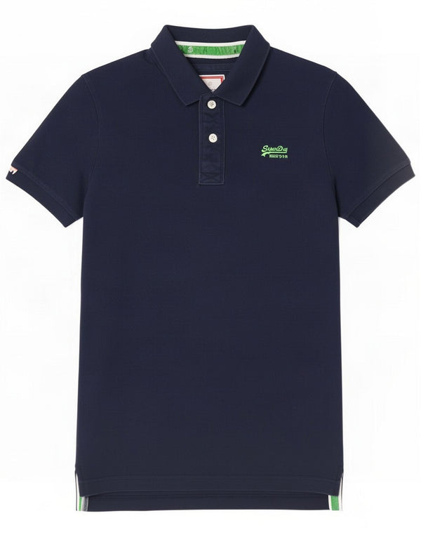 Tricou polo pentru bărbați Superdry, bumbac bleumarin mediu