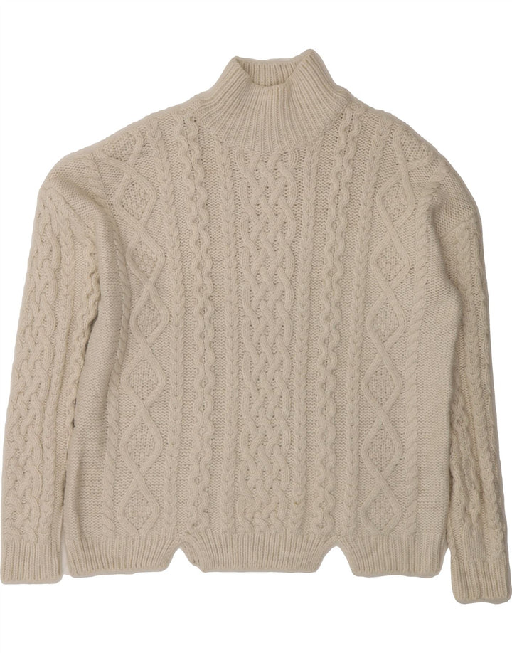 MARKS & SPENCER Womens Turtle Neck Jumper Sweater UK 14 Medium White Vintage Marks & Spencer and Second-Hand Marks & Spencer from Messina Hembry 