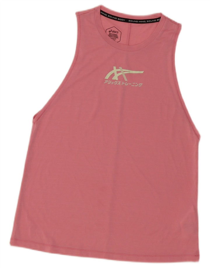 Top cu vestă grafică pentru femei Asics UK 12, poliester roz mediu