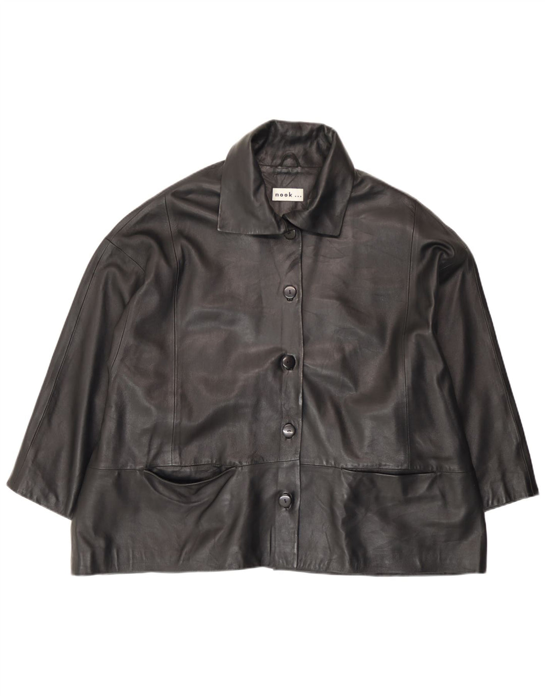Jachetă de piele vintage pentru femei UK 18 XL din piele neagră