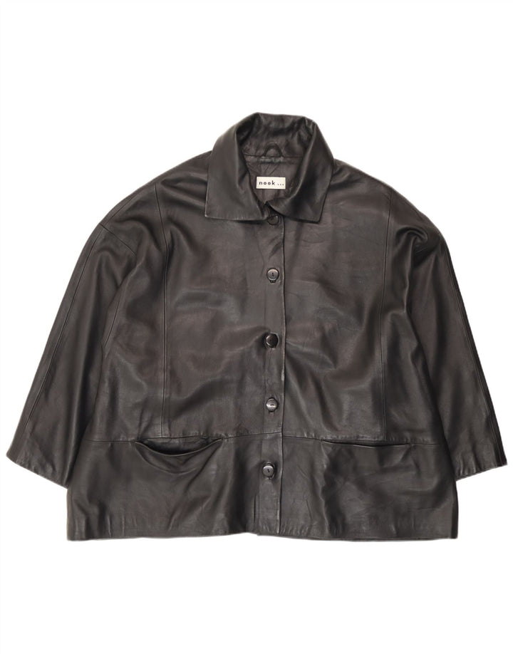 Jachetă de piele vintage pentru femei UK 18 XL din piele neagră