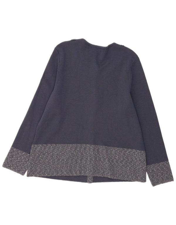 Pulover Cardigan Vintage pentru Damă IT 56 4XL Lână cu pete albastru bleumarin