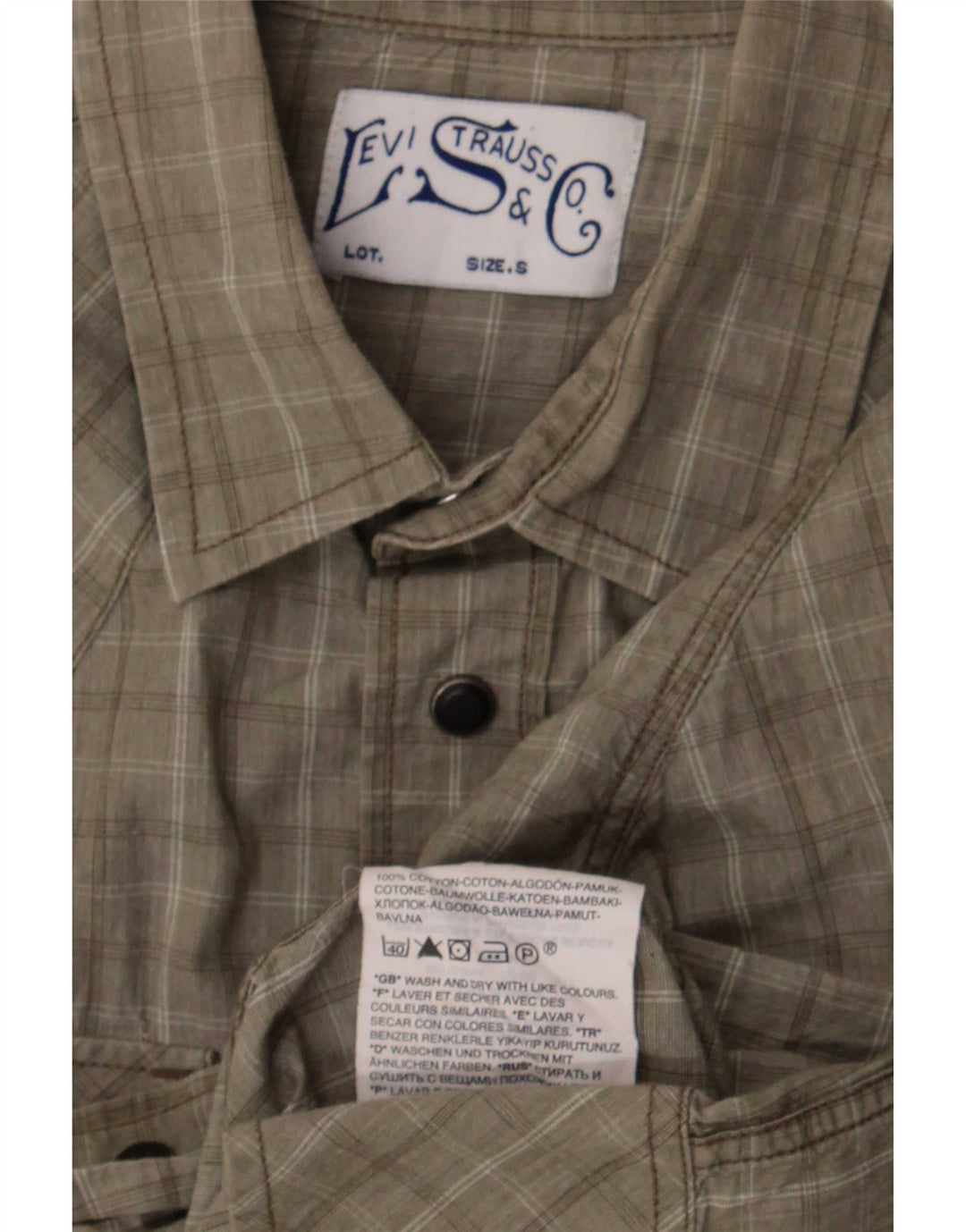 Cămașă Western pentru bărbați Levi's, bumbac cu carouri mici, verde