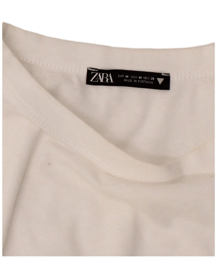 ZARA Womens Graphic T-Shirt Top UK 12 Medium White Vintage Zara and Second-Hand Zara from Messina Hembry 