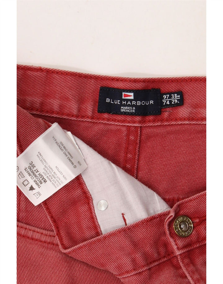Blugi tăiați pentru bărbați Marks & Spencer Blue Harbour W38 L24 bumbac roșu
