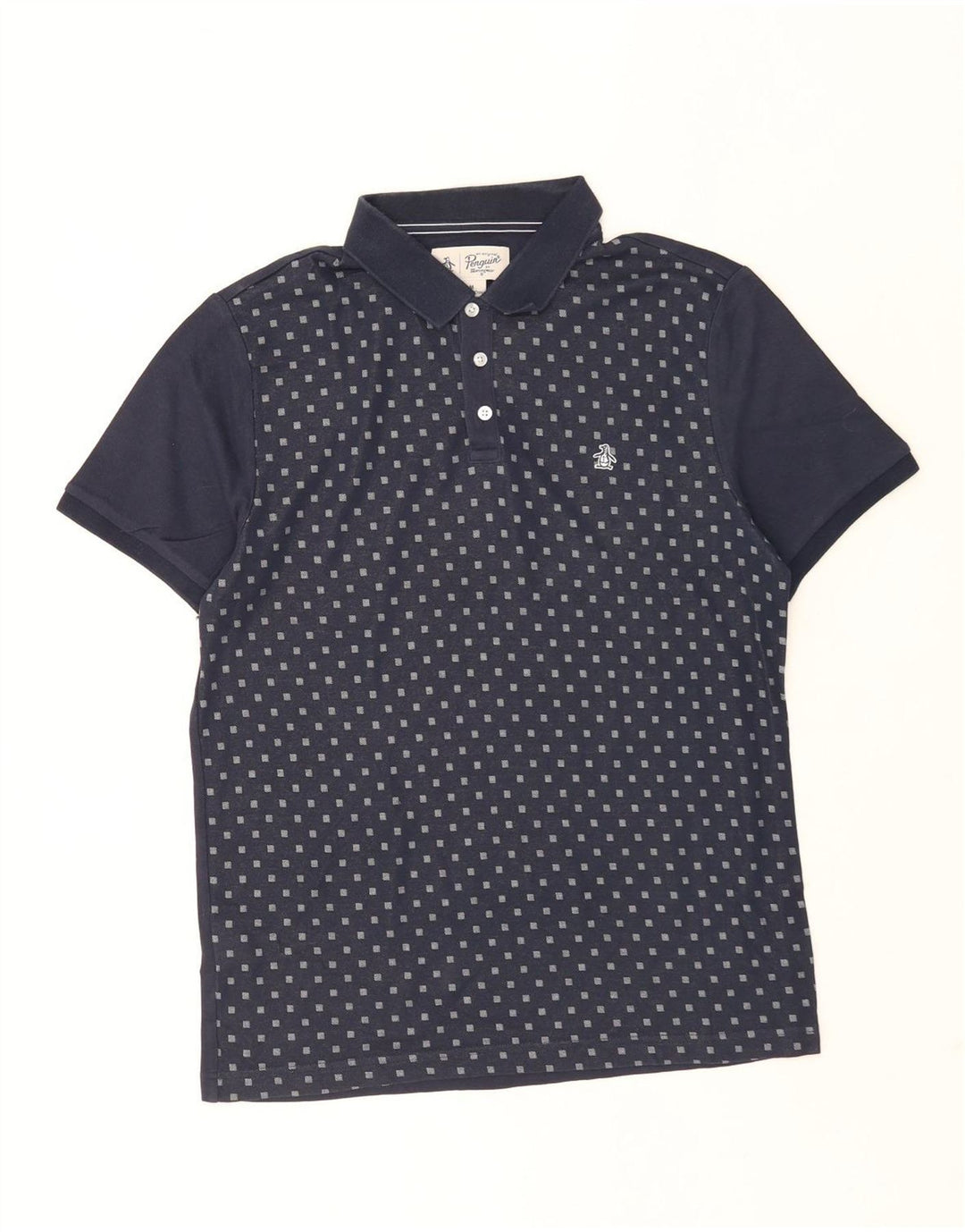 Tricou polo pentru bărbați Penguin, albastru mediu, bumbac Argyle/Diamond