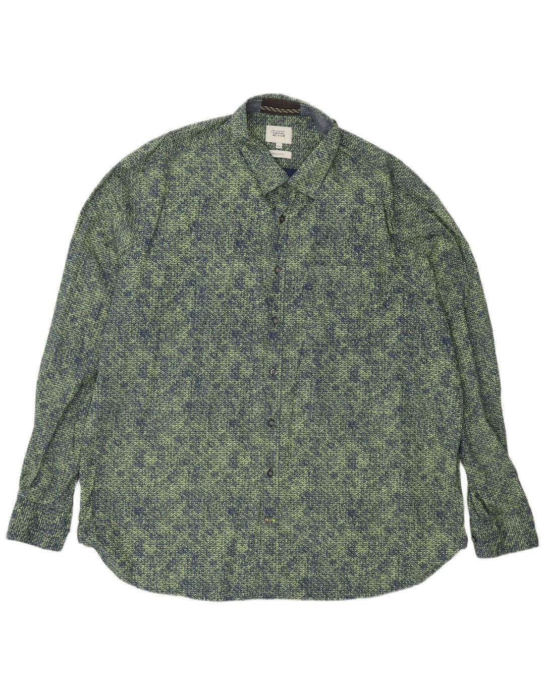 Cămașă Camel Active pentru bărbați, cu o formă regulată, 2XL, bumbac geometric verde