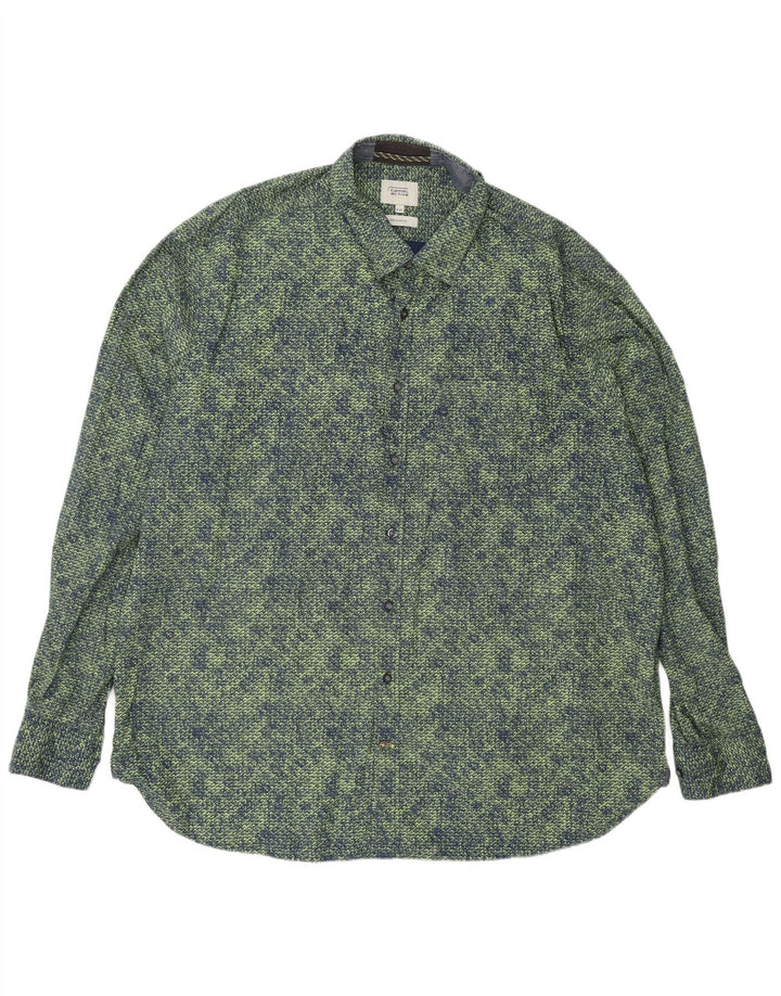 Cămașă Camel Active pentru bărbați, cu o formă regulată, 2XL, bumbac geometric verde