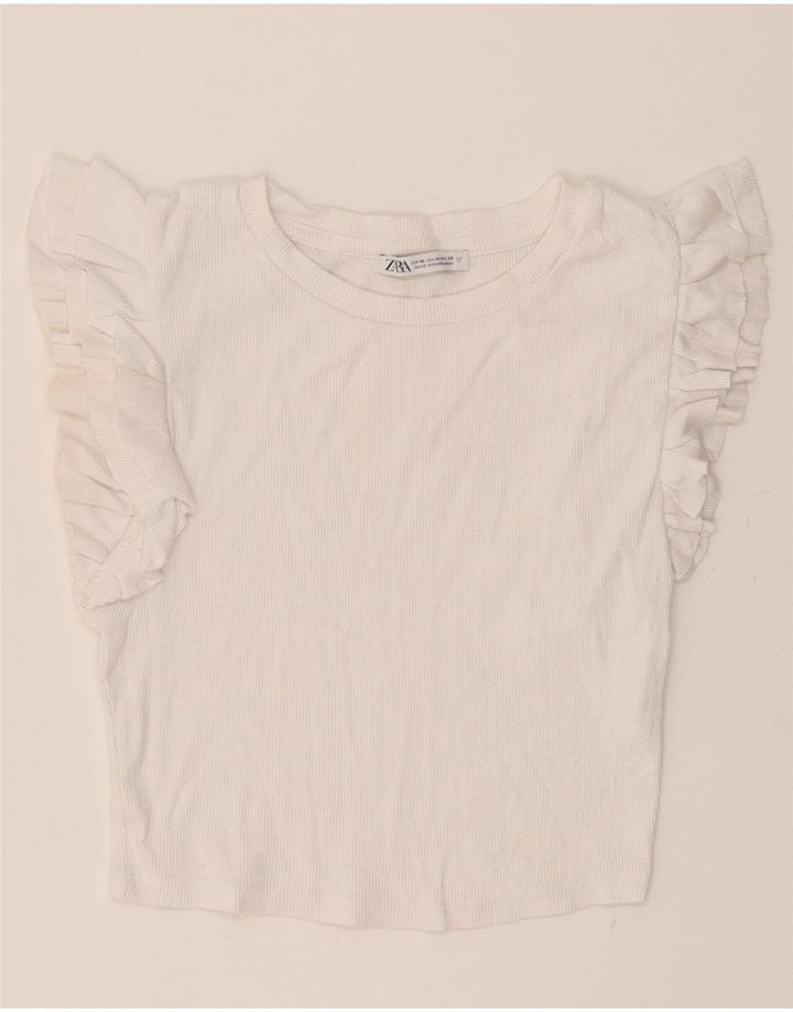 Bluză Crop Top Femei Zara UK 12 Bumbac Alb Mediu
