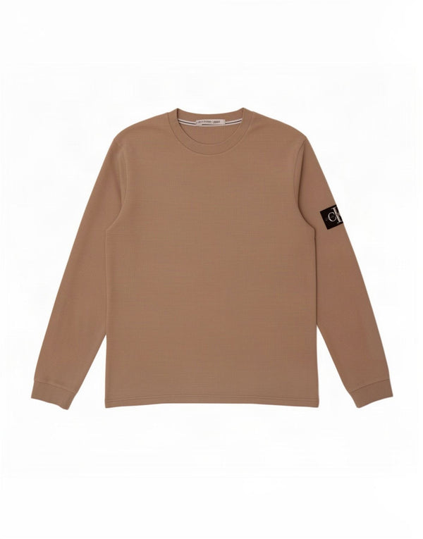 Calvin Klein Jeans Top pentru bărbați cu mânecă lungă 2XL, bumbac, bej