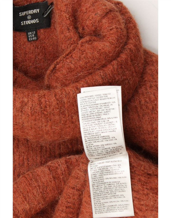 SUPERDRY Pulover crop cu gât rulat pentru femei UK 12 Maro mediu