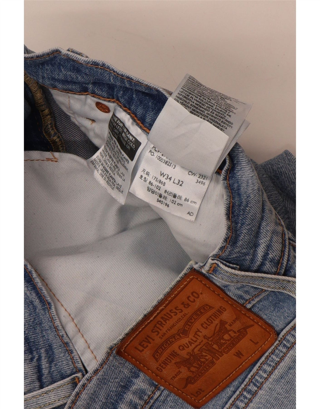 Blugi drepti pentru bărbați LEVI'S 501 W34 L32 Bumbac albastru