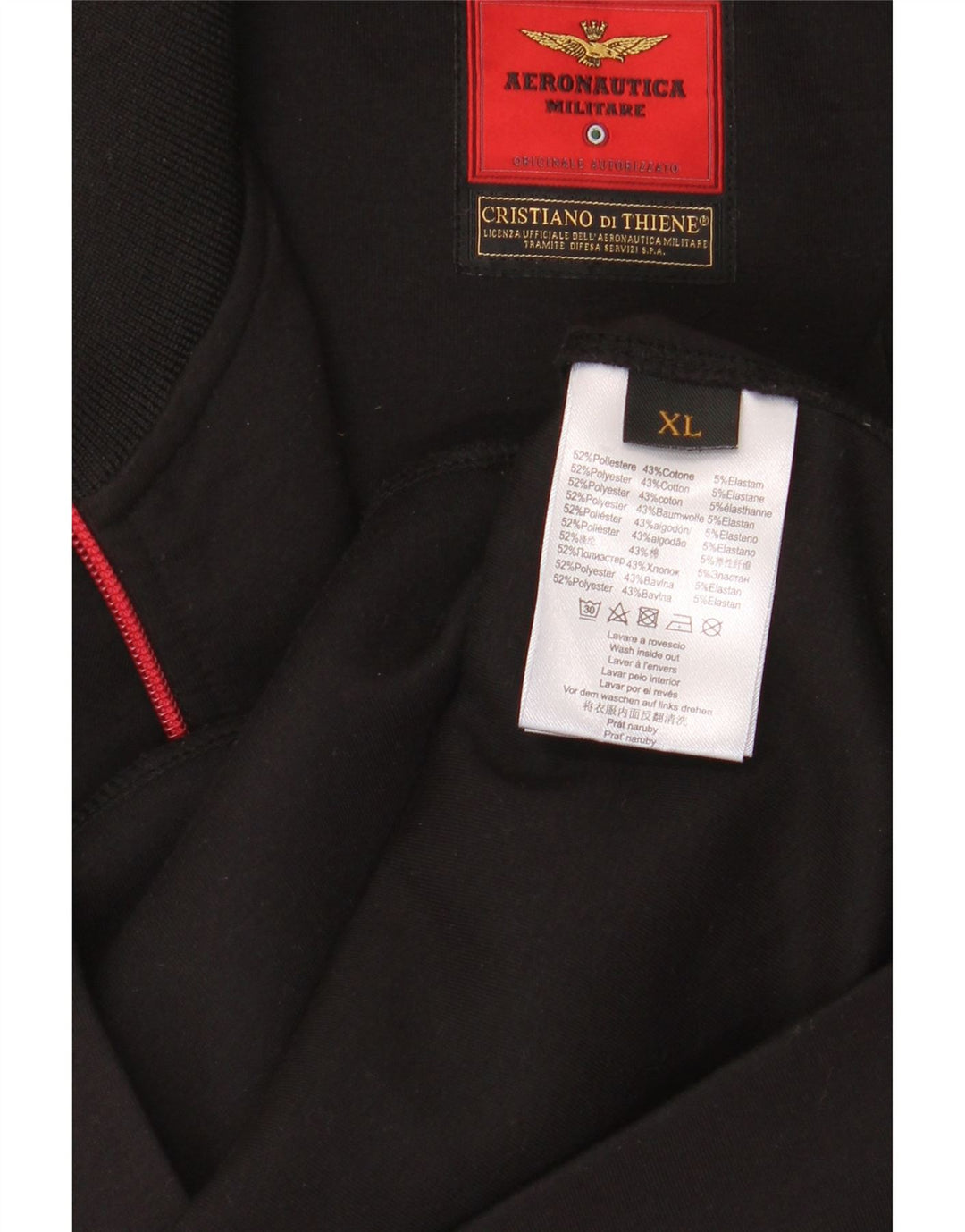 AERONAUTICA MILITARE Jachetă de trening grafică pentru bărbați XL poliester negru