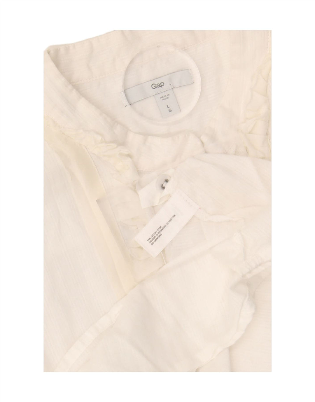 GAP Womens Ruffle Front Shirt Blouse UK 16 Large White Cotton