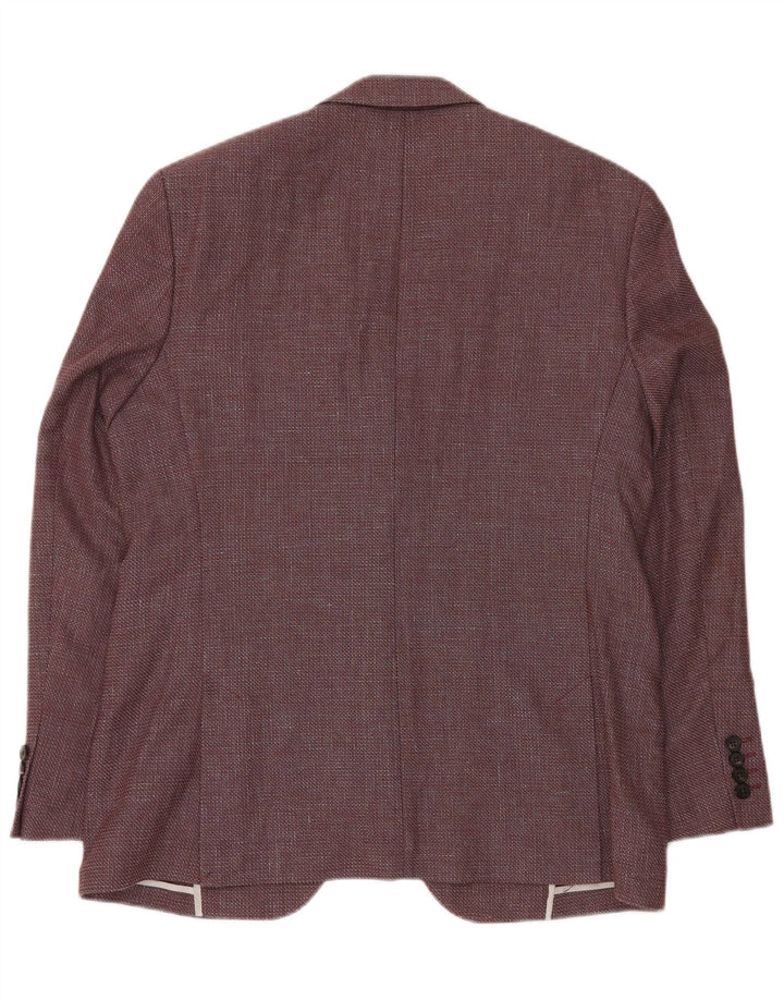 Jachetă pentru bărbați cu 2 nasturi JAEGER UK 42 XL Lână chevron burgundă