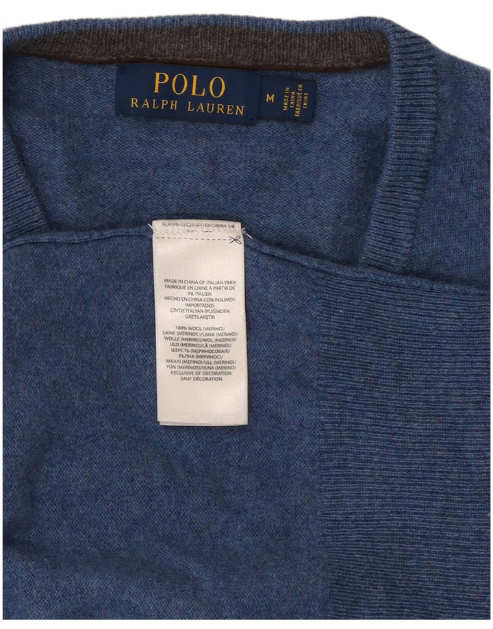 Pulover Polo Ralph Lauren pentru bărbați, cu decolteu în V, lână albastră medie