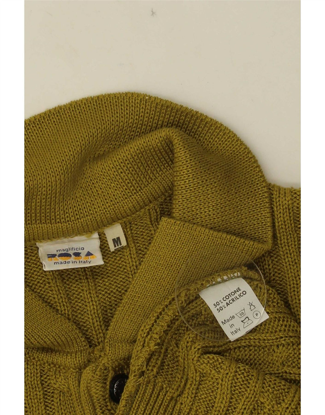 Pulover vintage pentru bărbați cu gât polo, bumbac verde mediu
