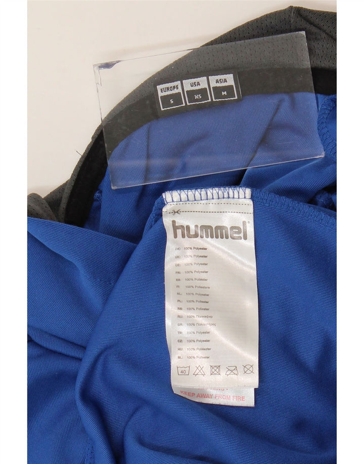 Pulover Hummel pentru bărbați cu grafică cu glugă, poliester mic, albastru