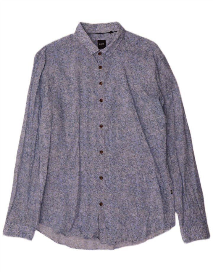 Cămașă Slim Fit pentru bărbați Hugo Boss, bumbac albastru mare