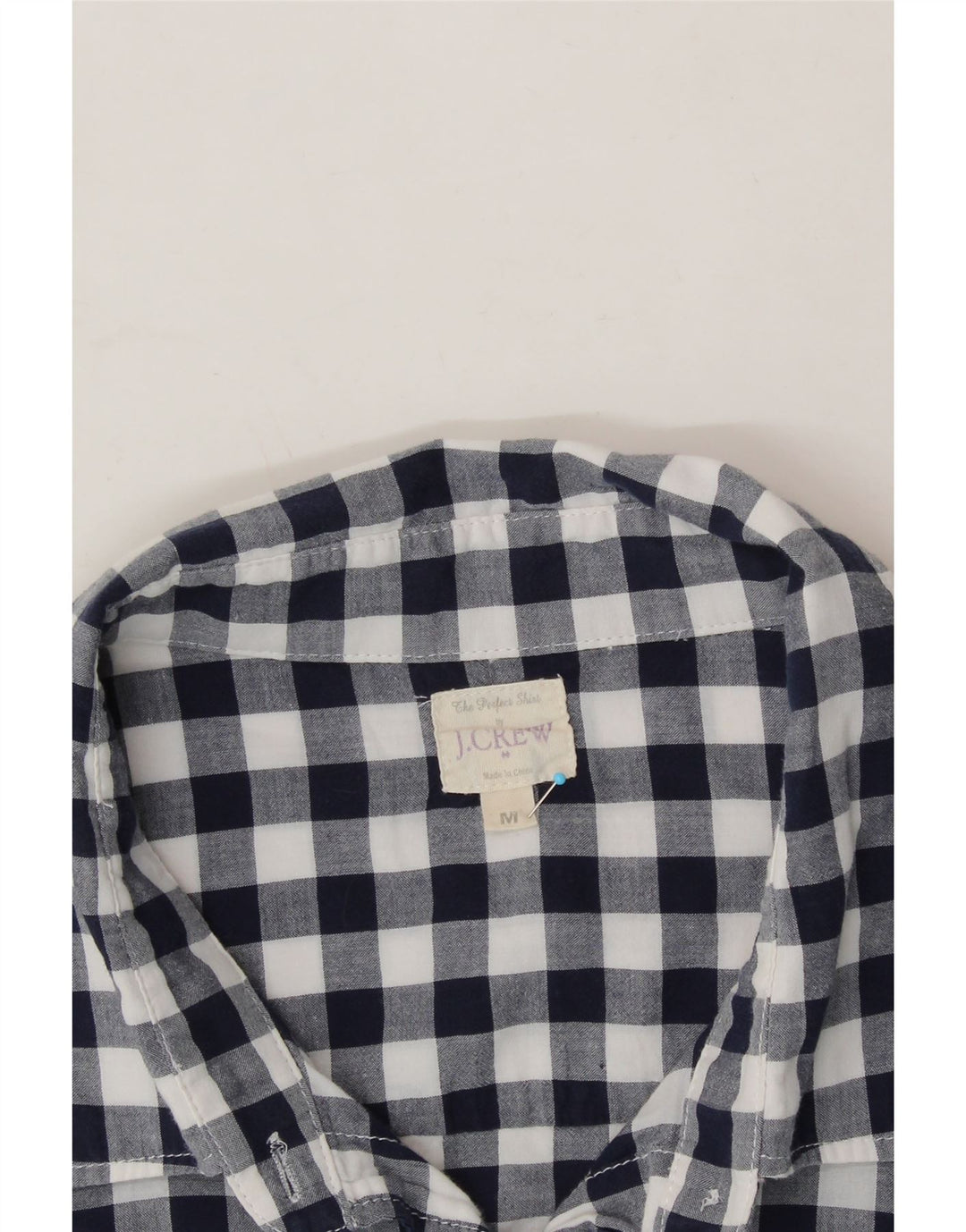 J. CREW Womens Flannel Shirt UK 14 Medium Navy Blue Gingham Cotton Vintage J. Crew and Second-Hand J. Crew from Messina Hembry 