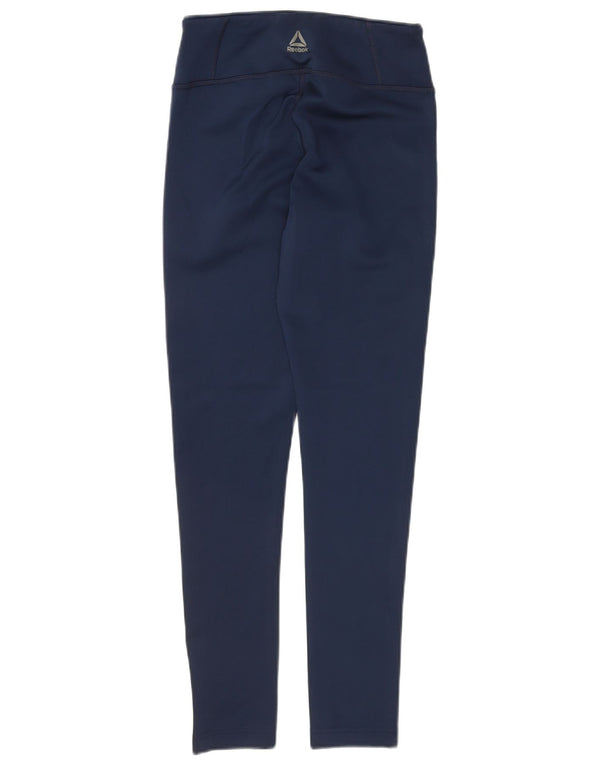 REEBOK Womens Leggings UK 8/10 Small  Navy Blue Polyester
