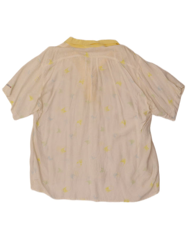 Bluză cămașă supradimensionată cu mânecă scurtă pentru femei Ellesse IT 48 XL Alb Floral