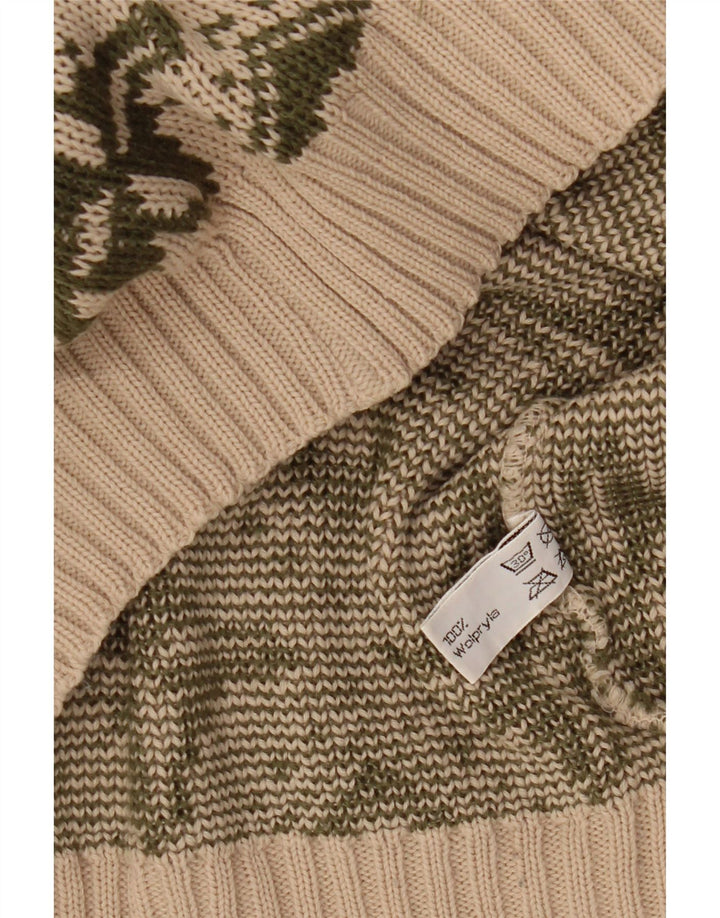 Pulover de damă VINTAGE cu gât barcă IT 46 mare bej geometric