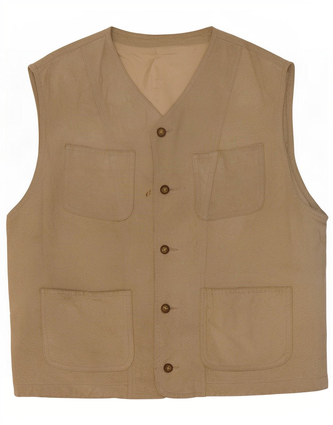 Gilet de piele vintage pentru bărbați din piele intoarsa IT 48 Medium Beige
