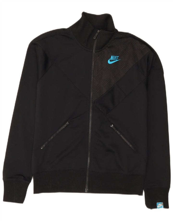 Jachetă de top pentru trening Nike pentru femei UK 10/12 Poliester cu dungi negre medii