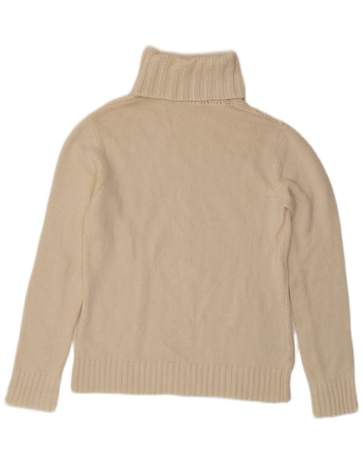 Pulover pentru femei Lacoste cu gât rulat, mărime 42, lână mare, alb