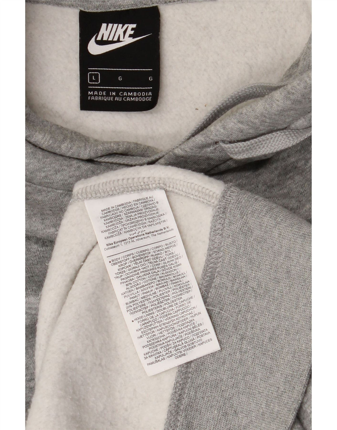 Pulover Nike pentru bărbați cu glugă, mare, gri bumbac cu pete