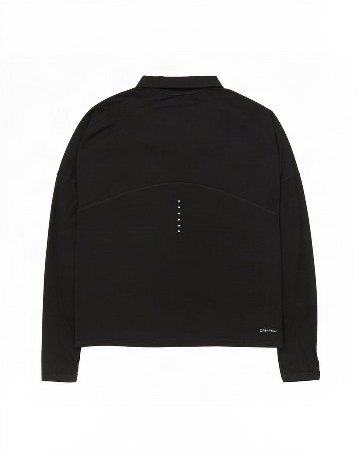 Top de trening Nike Dri Fit Zip Neck Pullover pentru femei UK 14 Medium Black