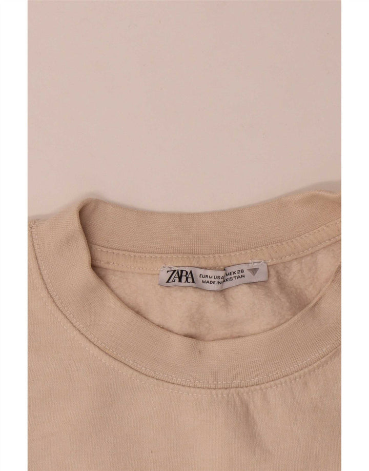 Pulover Crop pentru femei Zara UK 14 Bumbac alb, mediu