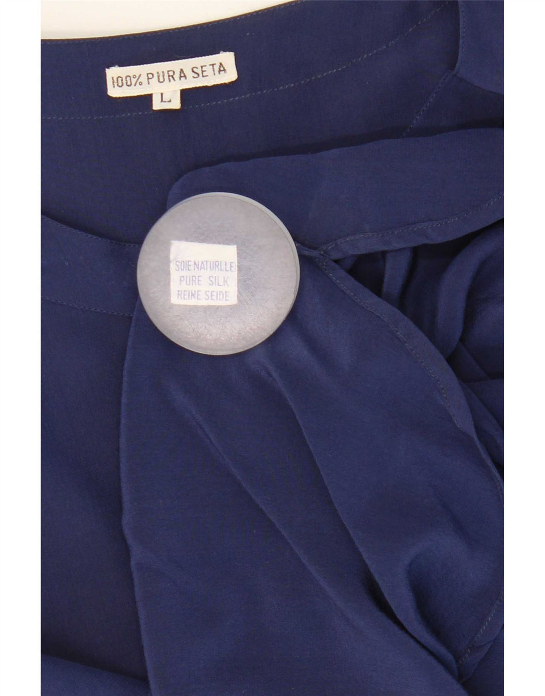 Bluză Vintage pentru femei See Through Top UK 16 Mare Bleumarin Mătase