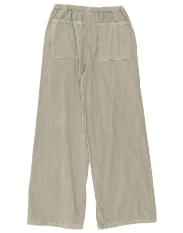 Zara fete pantaloni largi cu talie înaltă 13-14 ani L26 L28 bumbac verde