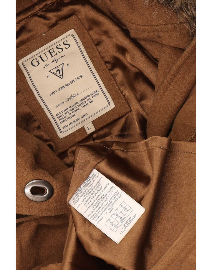 Palton scurt cu glugă Guess pentru femei UK 12 Medium Beige Lână