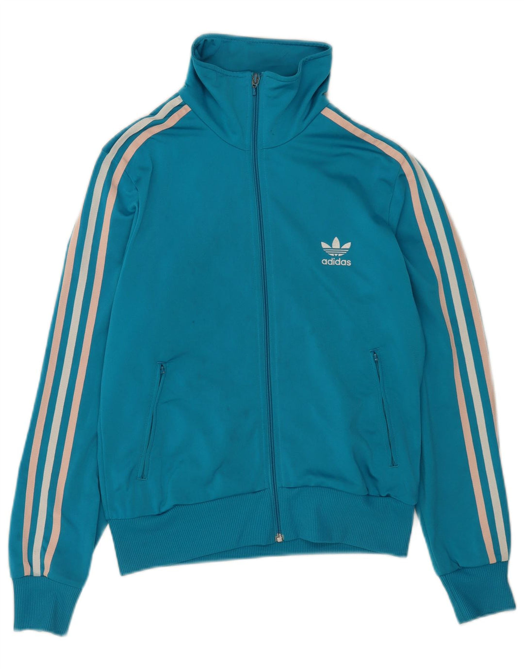 Jachetă de top pentru trening grafic Adidas pentru femei UK 16 Poliester albastru mare