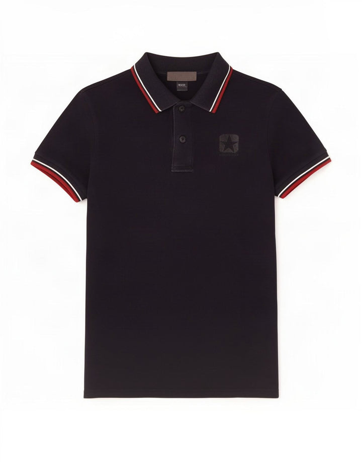 Tricou polo Converse pentru bărbați, bumbac cu dungi, albastru bleumarin