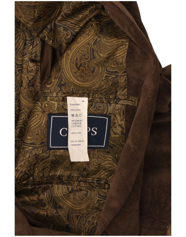 Jachetă pentru bărbați Chaps din velur cu 2 nasturi, UK 46 3XL, bumbac maro