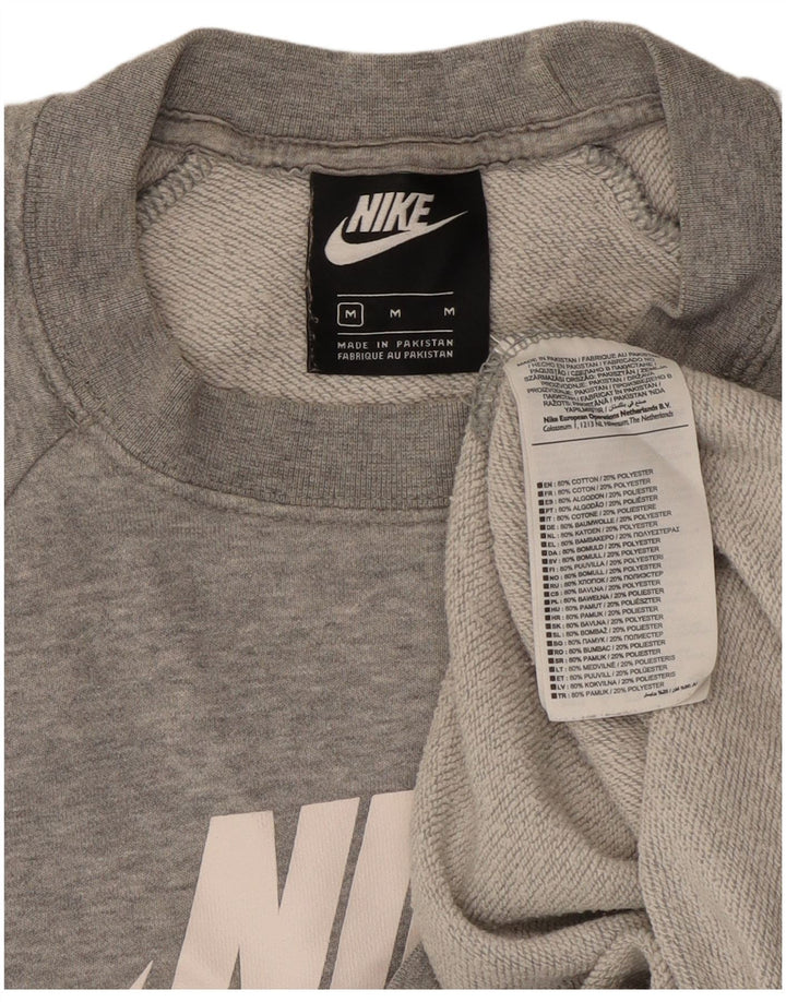 Pulover de hanorac grafic Nike pentru femei UK 14, bumbac gri mediu