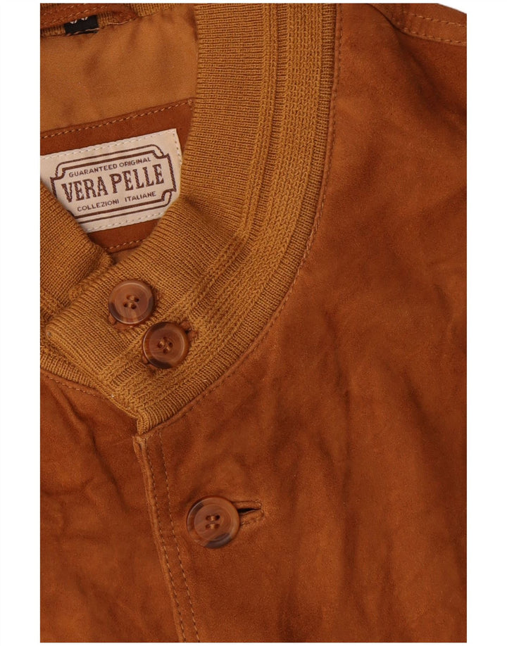Bomber vintage pentru bărbați din piele intoarsa IT 56 3XL din piele maro