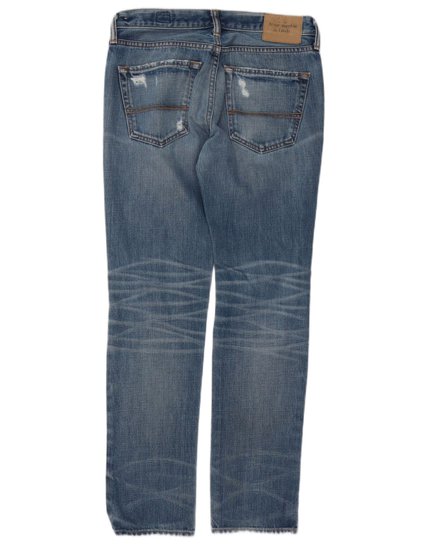 Abercrombie & Fitch blugi slim pentru bărbați, alb, stejar, distressed, W31 L32, albastru