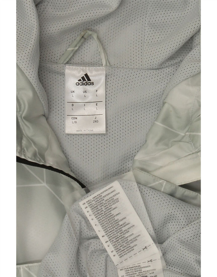 Jachetă de ploaie cu glugă pentru bărbați Adidas UK 40, mare, gri, geometric, poliester