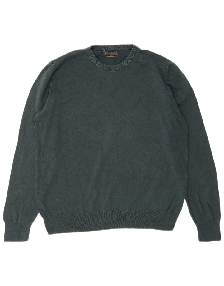 MARKS & SPENCER Pulover pentru bărbați cu gât crew pulover XL bumbac verde
