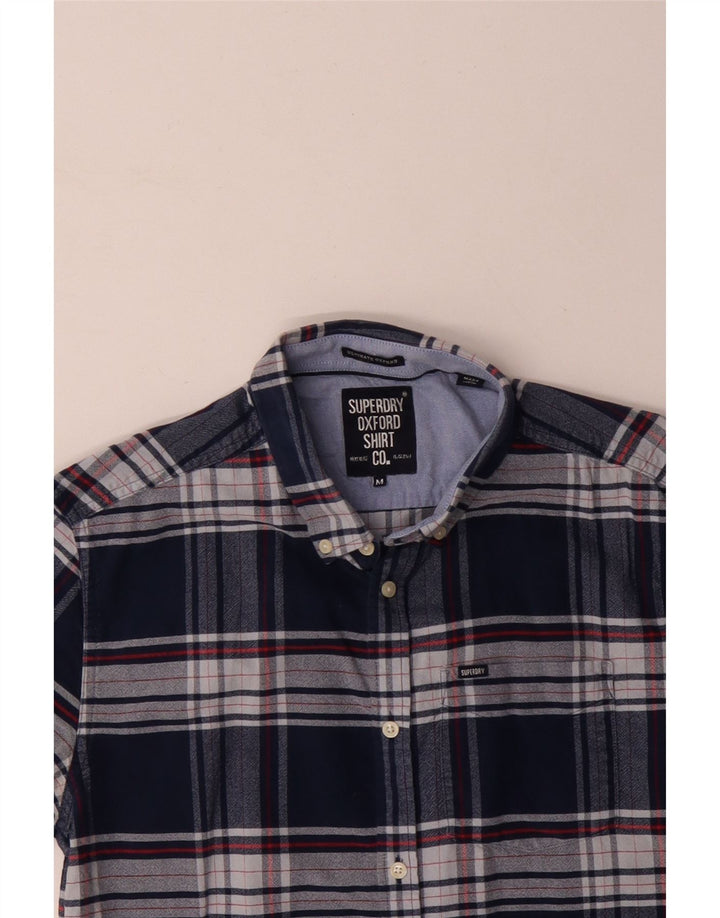 Cămașă cu mânecă scurtă pentru bărbați SUPERDRY, bumbac cu carouri, albastru bleumarin mediu