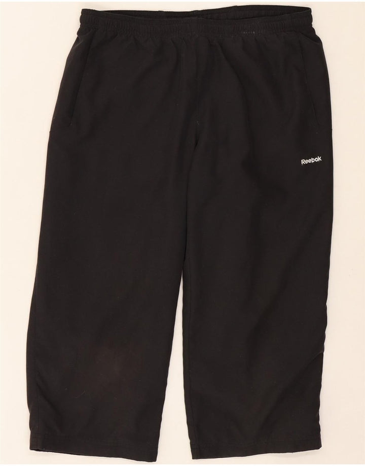 REEBOK Womens Capri Tracksuit Trousers UK 12 Medium Black Polyester Vintage Reebok and Second-Hand Reebok from Messina Hembry 