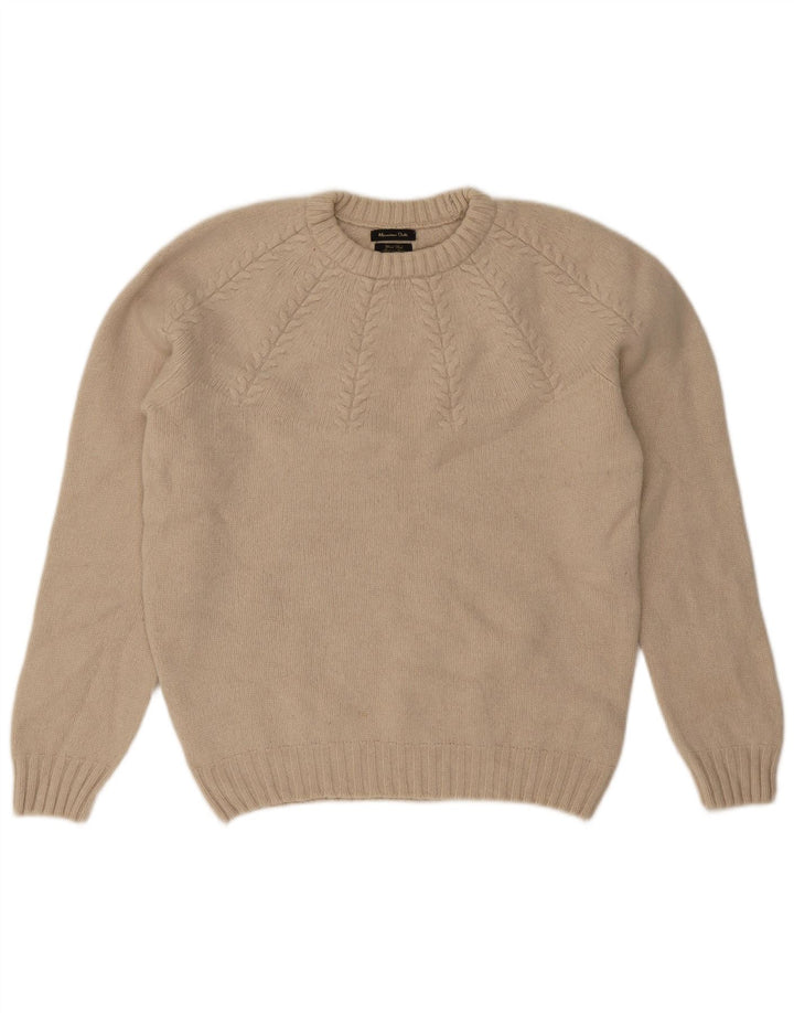 Massimo Dutti Pulover pentru bărbați cu gât crew pulover mare lână bej