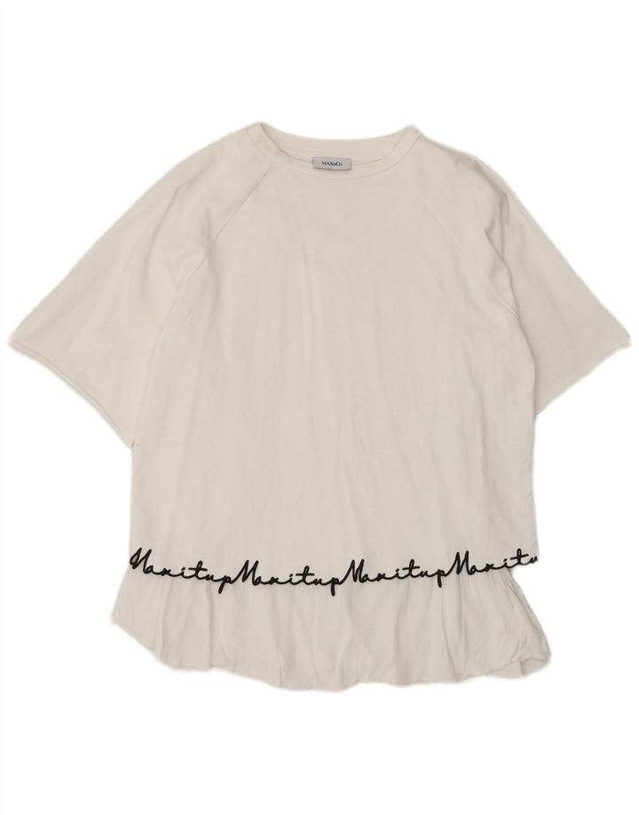 Bluză supradimensionată pentru femei Max & Co. Top UK 10 Bumbac alb mic