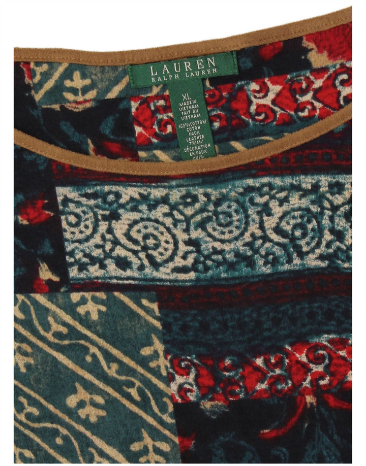 Rochie A-Line pentru femei Ralph Lauren UK 18 XL, bumbac mozaic multicolor